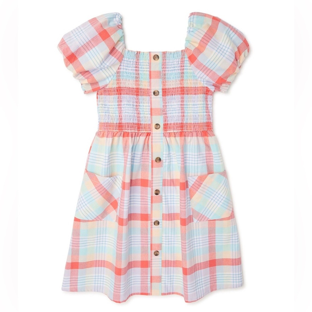 💜 2/$25 Wonder Nation Colorful Plaid Kids Dress - Picture 2 of 4